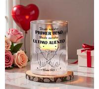 Regalos de San Valentín para Parejas Portavelas Personalizado con Nombres Regalo para Parejas Aniversario Boda - Desde Nuestro Primer Beso hasta Nuestro Último Aliento (Style 1)