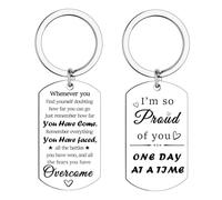 Regalos de sobriedad para mujeres y hombres, llavero sobrio, regalos de recuperación, regalos orgullosos de ti, llavero de aniversario de sobriedad, regalo de aliento, llavero inspirador, regalos
