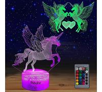 Regalos de unicornios para niñas, luz nocturna de unicornio para dormitorio de niñas, 2 patrones, luces LED nocturnas regulables de 16 colores, c