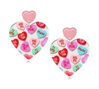 Regalos del da de San Valentn para sus aretes de corazn rosa fuerte Mensaje de conversacin de amor acrlico Pendientes xoxo Taylor Eras Tour Swif