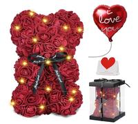 Regalos del Día de la Madre para Mujeres, Oso de Peluche Rosa con Luces, Lindo Oso de Peluche, Lindos Regalos Románticos para Mujeres Esposa Novia con Caja de Regalo Transparente y Tarjeta de Amor