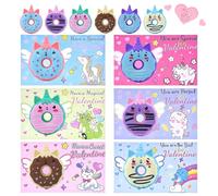 Regalos del día de San Valentín para el aula de los niños, borradores de dona de unicornio con tarjetas de San Valentín para niños pequeños, regalo de intercambio escolar, regalos de fiesta de San