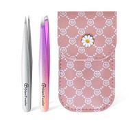 Regalos del día de San Valentín para ella, novia, esposa, hermana, mamá y amiga, juego de pinzas inclinadas y puntiagudas de GlamTweeler Expert, con exclusiva funda de cuero y bonita caja de embalaje