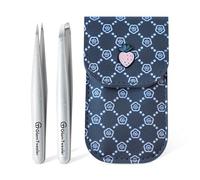 Regalos del día de San Valentín para ella, novia, esposa, hermana, mamá y amiga, juego de pinzas inclinadas y puntiagudas de GlamTweeler Expert, con exclusiva funda de cuero y bonita caja de embalaje