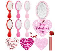 Regalos del día de San Valentín para mujeres y niñas, juego de 6 mini cepillos de pelo de viaje para mochila de bolsillo, cepillo para desenredar el cabello, cepillo húmedo para todo tipo de cabello