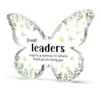 Regalos del día del jefe para mujeres, 5 x 3.74 x 0.5 pulgadas, decoración de placa acrílica de mariposa, regalo para cumpleaños, jubilación, despedida, día del jefe, Navidad para mujeres líderes