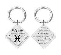 Regalos del zodiaco para mujeres y hombres, llavero de horóscopo con signo del zodiaco, 12 regalos de constelación del zodiaco para amigos y familiares, Llavero del zodiaco Piscis, 1.4x1.4 inches
