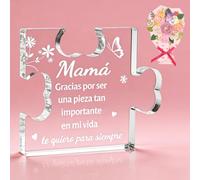 Regalos Dia de la Madre, Placa Acrílica en Forma de Puzzle, Regalo Madre Cumpleaños, Navidad, Regalos Originales para Mama, Regalo para la Madre de Hija e Hijo