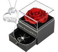 Regalos Día de la Madre, Rosa Eterna Natural para Día de la Madre,“Mejor Madre del Mundo” en Italiano,Regalos para Mamá,Yamonic Rosa Preservada con Collar, Regalo Cumpleaños Mamá, Regalo Madre,Roja