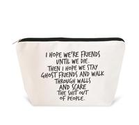 Regalos divertidos de amistad para mejor amiga, mejor amiga, regalo de graduación para ella, bolsa de maquillaje de viaje para mujeres, bolsa de cosméticos para hermana del alma, Beige, S