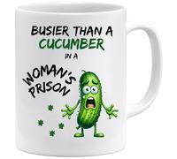 Regalos divertidos para hombres, taza de "Busier Than A Pepber in a Woman's Prision" | Regalos secretos peculiares de Papá Noel | Divertida taza de oficina | Taza de sarcasmo | Día del Padre | Regalo