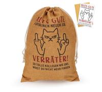 Regalos divertidos para hombres y mujeres, bolsa de regalo con tarjetas de felicitación, empaque divertido para regalo cumpleaños, regalo despedida, regalo jubilación (Un gato - para un colega)