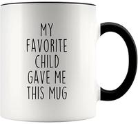 Regalos divertidos para papá de mi hija. Mi hijo favorito me dio esta taza. Tazas de café. Taza de café novedosa. Taza de té de cerámica con impresión de doble cara para mamá, papá, amigo, esposa, esp