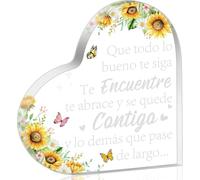 Regalos españoles para mujeres, ideal para Amiga Madre Hermana, placa acrílica con forma de corazón inspiradora y cálida palabra acrílica, recuerdo de pisapapeles para Navidad, Día de la Madre