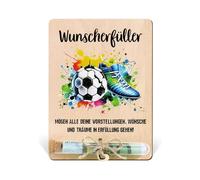 Regalos fútbol niños 1 set caja regalo dinero creativa 15×11cm madera decorativa cumpleaños Navidad papá aficionados fútbol hombres deseos