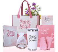 Regalos Get Well Soon para mujeres, más fuerte que la tormenta, paquete de cuidado para recuperación del cáncer, cirugía, amigo enfermo, comodidad hospitalaria, cuidado de quimioterapia, cesta de