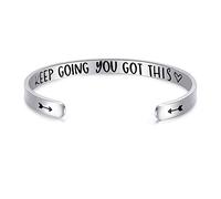 Regalos inspiradores para mujeres, brazaletes con cita de mantra, Keep Going You Got This motivacional de amistad, regalo de aliento para mejor amiga, M, Metal