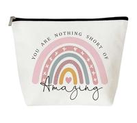 Regalos inspiradores para mujeres, regalos de agradecimiento, You are Nothing Short of Amazing Rainbow bolsa de maquillaje, regalos de cumpleaños para mujeres, mejor amiga, hermana, jefe, esposa,