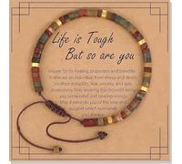 Regalos inspirados Pulseras de ansiedad para mujeres Pulseras de piedra natural curativas-Get Well Soon Regalos para mujeres Mejores amigas Hermana Niñas-La vida es dura pero así eres tu pulsera