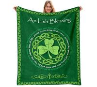 Regalos irlandeses para mujeres y hombres, regalos de Irlanda, regalos de bendición irlandesa, manta de 50 x 60 pulgadas, decoraciones del día de San Patricio, manta de trébol regalos para cumpleaños,