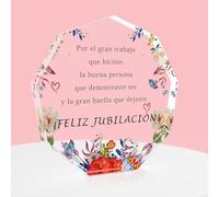 Regalos Jubilacion Mujer, Feliz Jubilación Placa AcríLica, Regalo Mujer Mayor Regalos para Abuelas Regalo Compañera Trabajo Regalos para Abuelos Regalos de Jubilación Regalos Navidad Cumpleaños