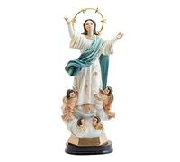 REGALOS LLUNA Figura Virgen Inmaculada Imagen 22cm. ángeles Adorno Resina peana decoración
