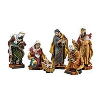 REGALOS LLUNA Misterio Nacimiento 6 Piezas 20 cm. Sagrada Familia Imagen Resina peana