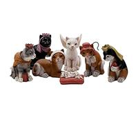 REGALOS LLUNA Misterio Nacimiento con Gatos 6 Figuras 15cm. Sagrada Familia Imagen Resina