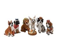 REGALOS LLUNA Misterio Nacimiento con Perros 6 Figuras 15cm. Sagrada Familia Imagen Resina