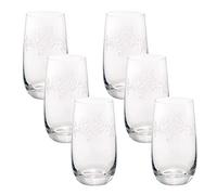 REGALOS LLUNA Set 6 vasos cristal modelo MÚSICA 14.5 cm. detalles notas musicales clave de sol 49 cl.