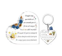 Regalos Mamá Papá Placa Acrílica Llavero Set de 2 Día Madre Navidad Abuela Abuelo Día del Padre Cumpleaños Apreciación Madrina Tía Tío Abeja Mujeres Hombres Llavero Recuerdos Día Maestro (Padrino)