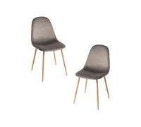 Regalos Miguel - Pack 2 Sillas Teok Terciopelo - Gris Oscuro