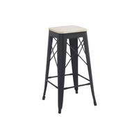 Regalos Miguel - Pack 6 Taburetes Valix Madera Natural 76 cm - Negro Mate