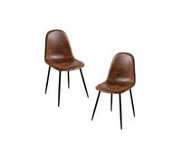 Regalos Miguel - Packs Sillas Comedor - Pack 2 Sillas Black Teok Polipiel - Marrón Vintage