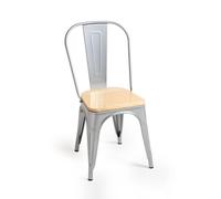 Regalos Miguel - Packs Sillas Comedor - Pack 2 Sillas Torix Madera Natural - Gris Metalizado