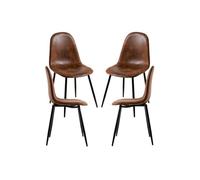 Regalos Miguel - Packs Sillas Comedor - Pack 4 Sillas Black Teok Polipiel - Marrón Vintage