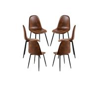 Regalos Miguel - Packs Sillas Comedor - Pack 6 Sillas Black Teok Polipiel - Marrón Vintage