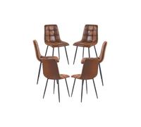 Regalos Miguel - Packs Sillas Comedor - Pack 6 Sillas Stuhl Polipiel - Marrón Vintage