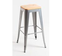 Packs Taburetes Altos - Pack 2 Taburetes Torix Madera Natural - Gris metalizado