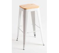 RegalosMiguel Pack 4 Taburetes Torix Altos Madera Natural - Blanco