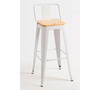 Regalos Miguel - Taburetes Altos - Taburete Torix Respaldo Madera Natural - Blanco