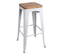 Regalos Miguel - Taburetes Altos - Taburete Torix Alto Madera Natural - Blanco