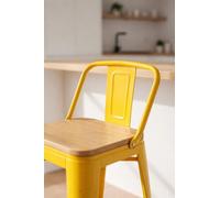 RegalosMiguel Taburete Torix Respaldo Madera Natural - Amarillo