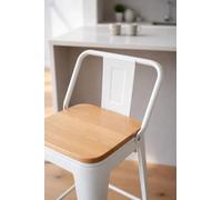 RegalosMiguel Taburete Torix Respaldo Madera Natural - Blanco