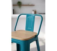 Regalos Miguel - Taburetes Altos - Taburete Torix Respaldo Madera Natural - Verde Azulado