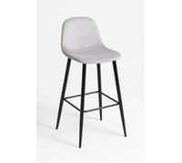 Regalos Miguel - Taburetes Cocina - Taburete Black Teok Terciopelo - Gris Claro