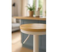 Regalos Miguel - Taburetes Cocina - Taburete Vikin Asiento Madera - Blanco