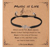 Regalos Musicales para Mujeres y Hombres, Pulsera Ajustable de Agradecimiento para Profesores de Música Pulseras de Cuerda Trenzada ara Graduación Día del Maestro y día de Acción de Gracias