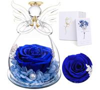 Regalos Navidad de ángel para mamá, para ella, rosa eterna en cúpula de cristal de ángel, rosas infinitas, flores preservadas hechas a mano, figura de ángel hecha a mano, regalo para mujeres, madre