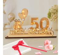 Regalos Originales de 50 Cumpleaños, Seutgjie Decoracion 50 Cumpleaños para Hombre Mujer con Tira de Luces LED y Libro de visitas para Aniversarios